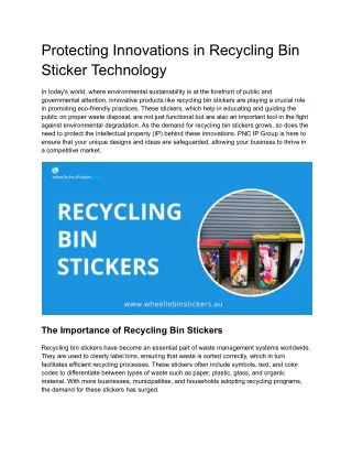 Recycling bin stickers