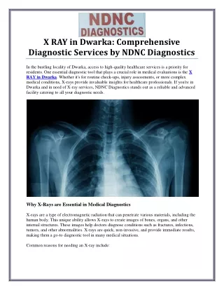 Reliable X RAY Services in Dwarka