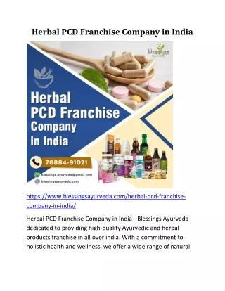 Herbal PCD Franchise Company in India