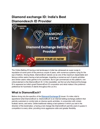 Diamond exchange ID_ India's Best Diamondexch ID Provider