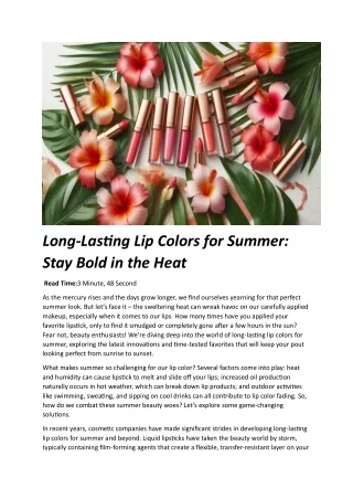 Long-Lasting Lip Colors for Summer: Stay Bold in the Heat