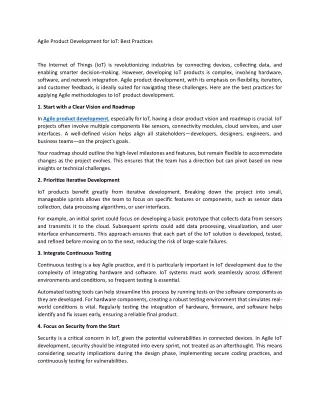 Agile Product Development for IoT Best Practices