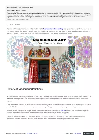 Madhubani Art: From Bihar to the World