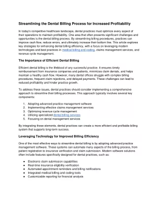 dental billing services
