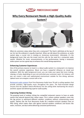 Pure Resonance Audio - Why Every Restaurant Needs a High-Quality Audio System