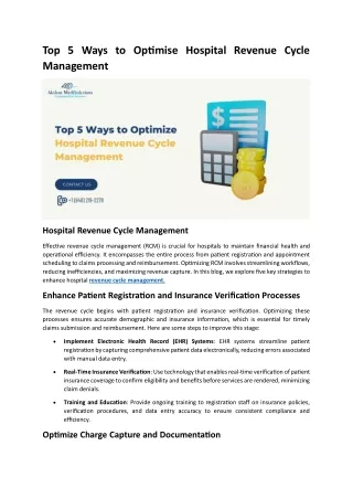 Top 5 Ways to Optimise Hospital Revenue Cycle Management