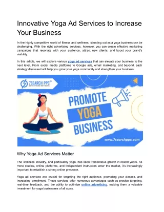 Innovative Yoga Ad Services to Increase Your Business