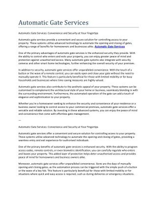 Automatic Gate Services