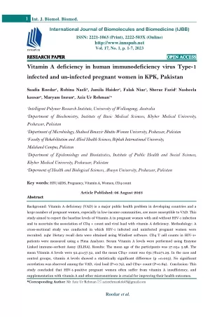 Vitamin A deficiency in human immunodeficiency virus Type-1 infected and un-infe