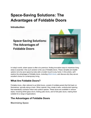 Space-Saving Solutions_ The Advantages of Foldable Doors