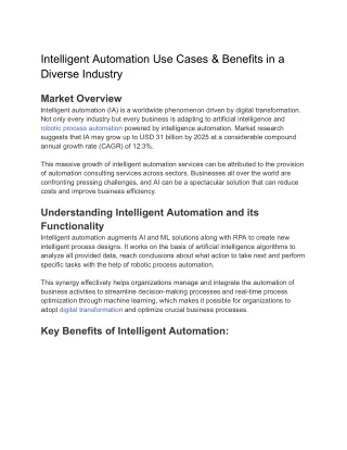 Intelligent Automation Use Cases & Benefits in a Diverse Industry