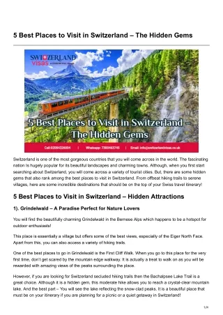 5 Best Places to Visit in Switzerland The Hidden Gems