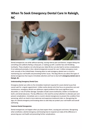 Emergency Dental Care In Raleigh, NC