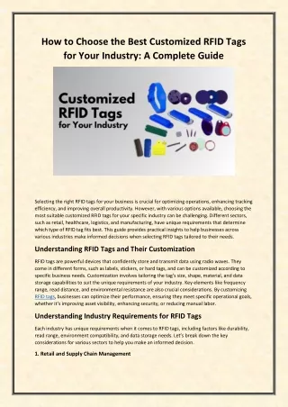 How to Choose the Best Customized RFID Tags for Your Industry