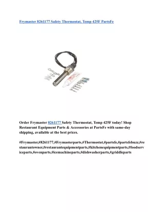 Frymaster 8261177 Safety Thermostat, Temp 425F PartsFe