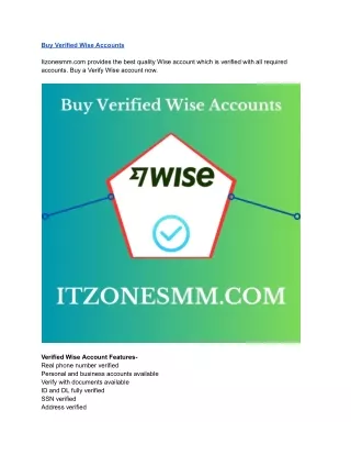 Buy Verified Wise Accounts - 100% USA, UK Real Citizen in year