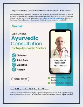 Why Choose The Best Ayurvedic Doctor Online For Comprehensive Health Solutions