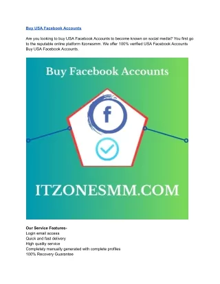 Buy USA Facebook Accounts - 100% Safest and Genuine