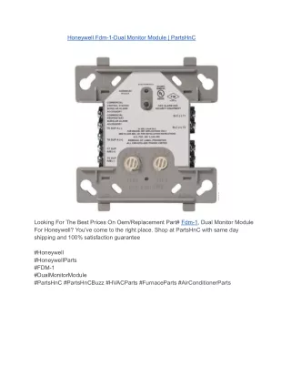 Honeywell Fdm-1-Dual Monitor Module _ PartsHnC