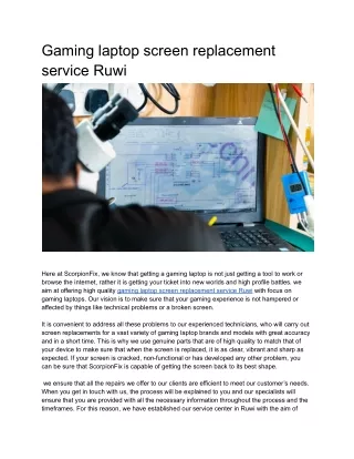 Gaming laptop screen replacement service Ruwi