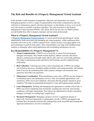 The Role and Benefits of a Property Management Virtual Assistant