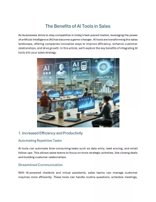 The Benefits of AI Tools in Sales