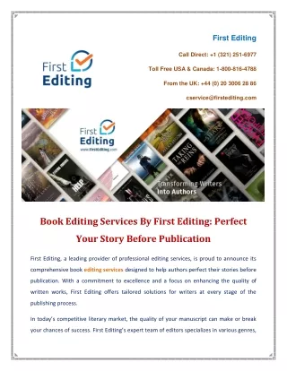 Book Editing Services By First Editing Perfect Your Story Before Publication