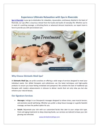 Experience Ultimate Relaxation with Spa in Riverside