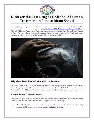 Leading Drug and Alcohol Addiction Rehab Treatment in Pune