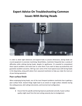 Expert Advice On Troubleshooting Common Issues With Boring Heads - FineTech Tool