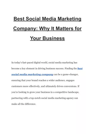 Best Social Media Marketing Company_ Why It Matters for Your Business