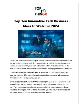Top Ten Innovative Tech Business Ideas to Watch in 2024