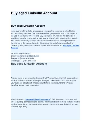 Best Place To Buy aged LinkedIn Account 2024