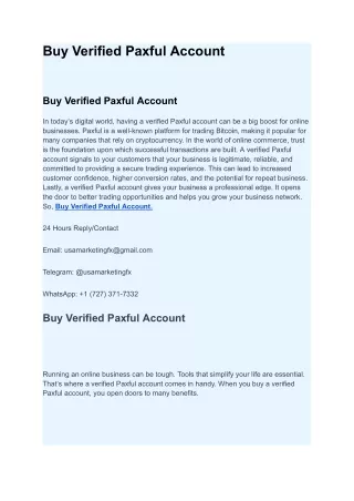 Best Place To Buy Verified Paxful Account 2024