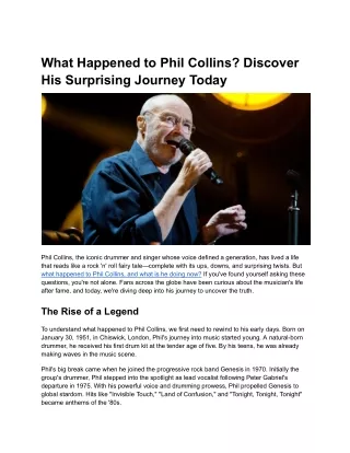 What Happened to Phil Collins_ Discover His Surprising Journey Today