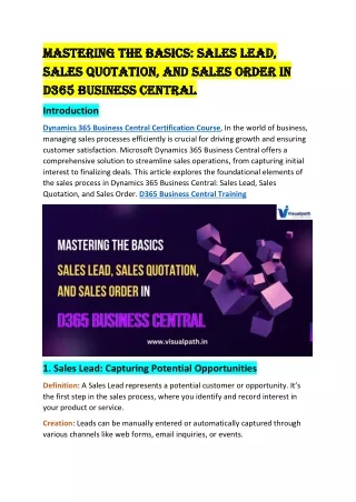 D365 Business Central Online Training - Hyderabad