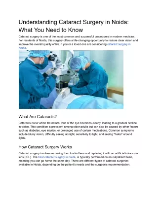Understanding Cataract Surgery in Noida_ What You Need to Know