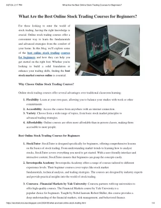 What Are the Best Online Stock Trading Courses for Beginners_