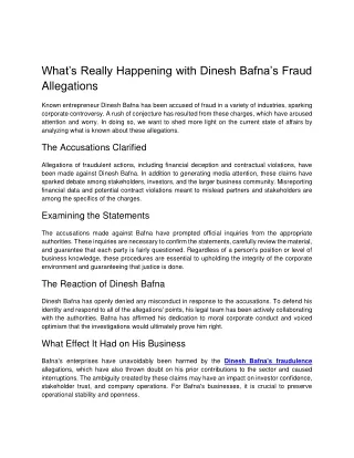 What’s Really Happening with Dinesh Bafna’s Fraud Allegations