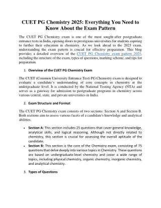 CUET PG Chemistry 2025: Everything You Need to Know About the Exam Pattern