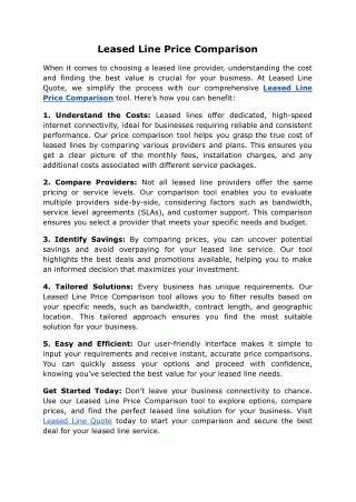 Leased Line Price Comparison