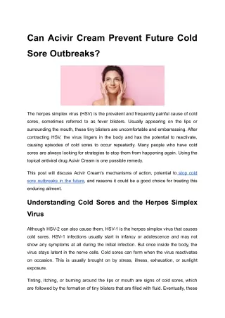 pdf Can Acivir Cream Prevent Future Cold Sore Outbreaks