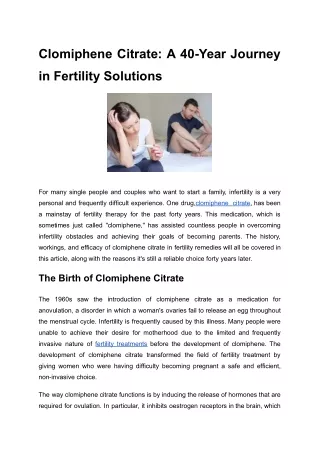 pdf Clomiphene Citrate_ A 40-Year Journey in Fertility Solutions