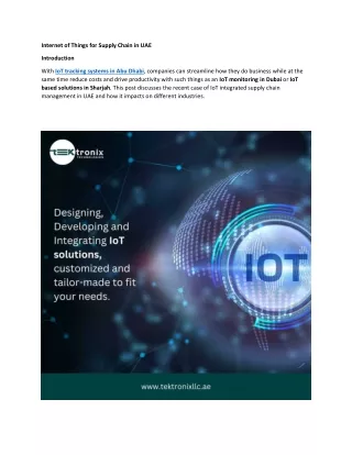 IoT for Supply Chain Management in UAE
