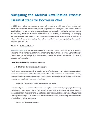 Navigating the Medical Revalidation Process-Key Steps for Doctors in 2024