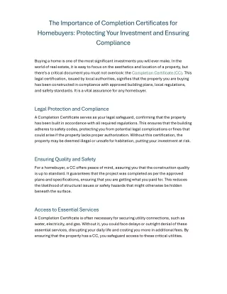 1. The Importance of Completion Certificates for Homebuyers Protecting Your Investment and Ensuring Compliance