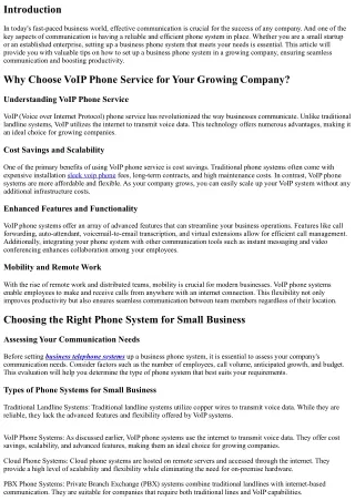 Tips for Setting up a Business Phone System in a Growing Company