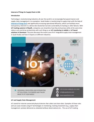 IoT for Supply Chain Management in Saudi Arabia