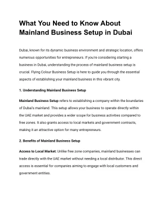 What You Need to Know About Mainland Business Setup in Dubai