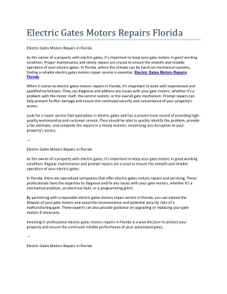 Electric Gates Motors Repairs Florida
